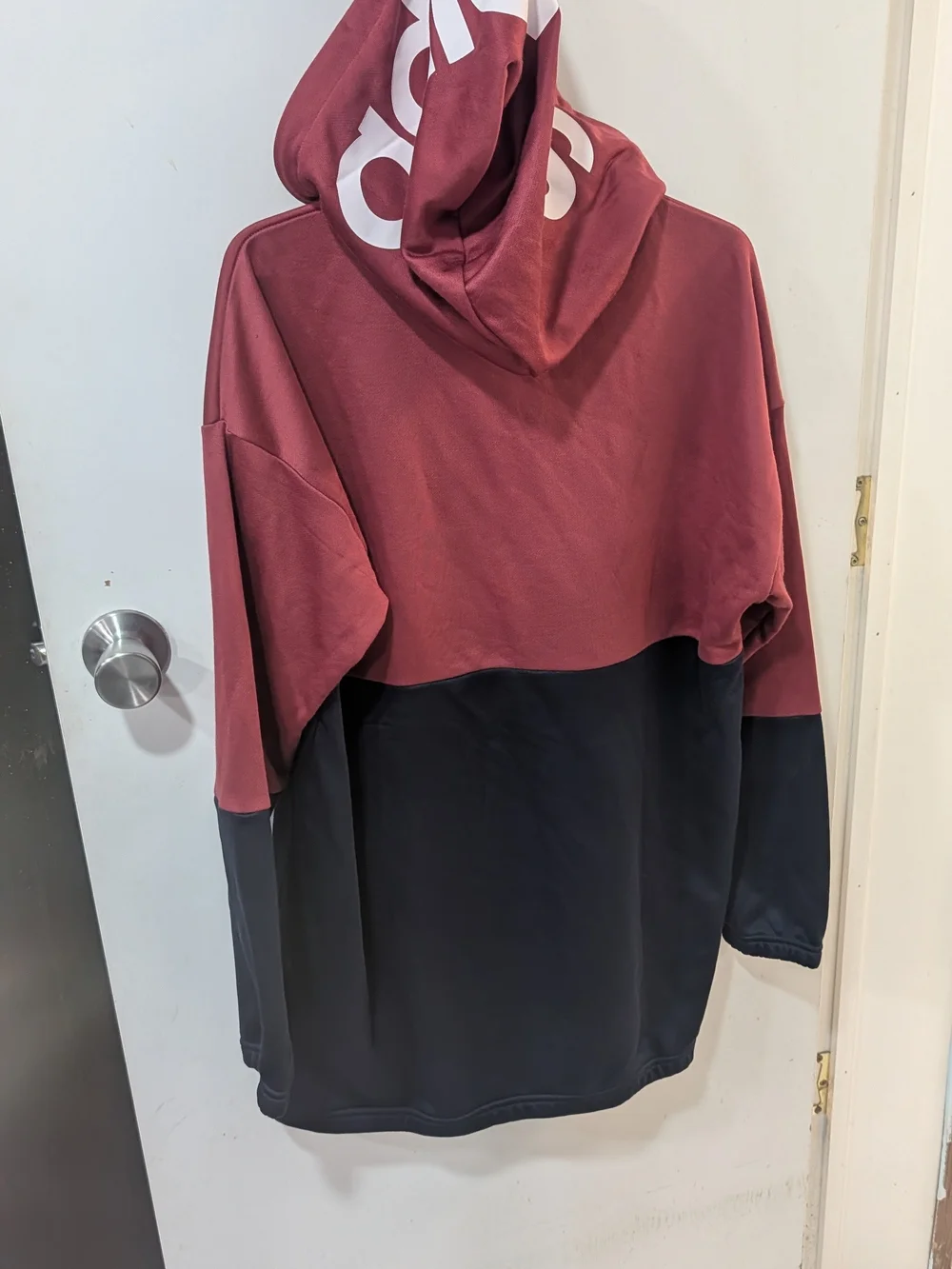 adidas Two-Tone Maroon and Black Half-Zip Hoodie